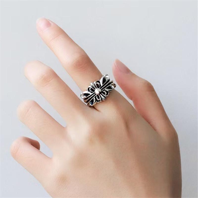 Vintage Hip Hop Croissant Ring: Trendy Cross-Engraved Index Finger Ring for Men & Women