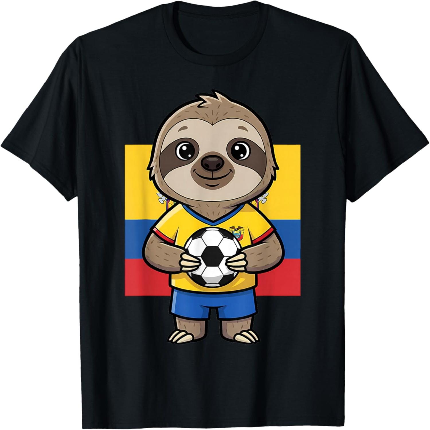 Ecuador Soccer Sloth Football Fan Animal Ball Sport T-Shirt S разноцветный