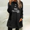 Letter Sleeved Loose Long New Printed Doublesided Velvet Pocket Round Neck Sweatshirt For Autumn And Winter Womens Clothing