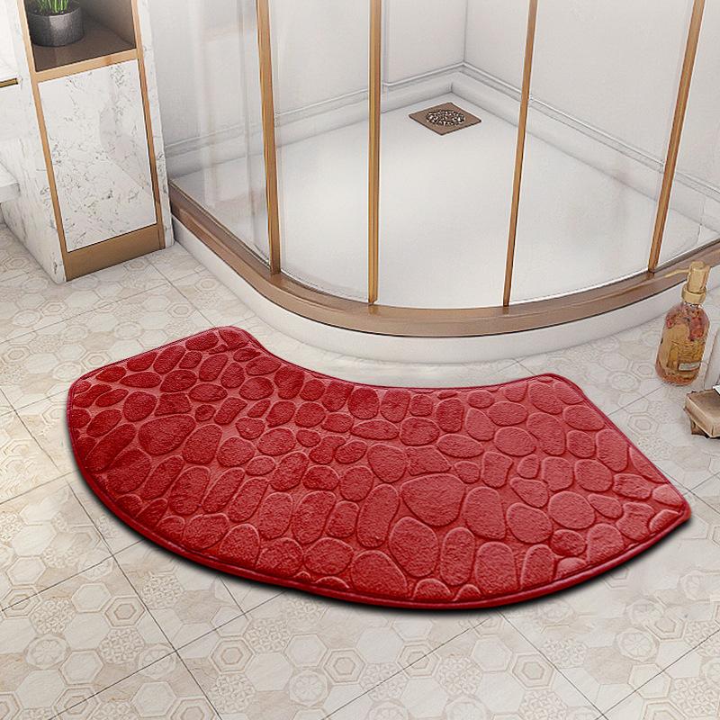 Curved Bathroom Mat Thickened Shower Room Absorbent Door Mat Toilet Bathroom Non-Slip Mat Dirt-Resistant Entrance Mat