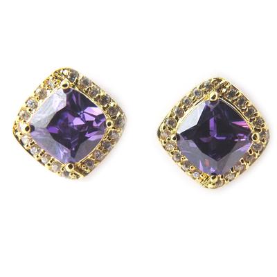 [M6730] - Gold Plated 'Sissi' Amethyst Earrings