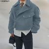 INCERUN Jesień Zima Męskie Klapa Długi Rękaw Luźne Codzienne Kurtki Krótkie Płaszcze