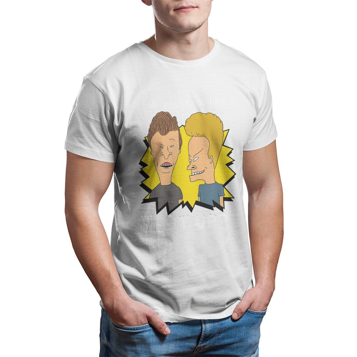 Beavis and Butthead Funny Sarcastic Cartoon Shut Up Graphic T Shirt Men Tees Summer Polyester Clothing Harajuku Crewneck TShirt S