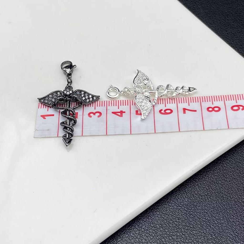 Retro Engelsflügel & Schlangen Äskulapstab Kristallschmuck Perlen DIY Zubehör