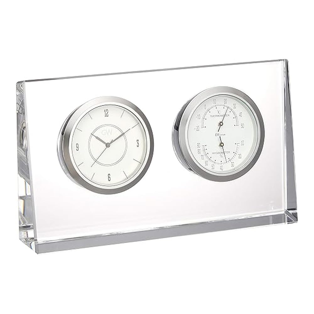 NARUMI Glassworks Breeze Clear Thermo Clock, 9.5cm Tall, GW1000-11058
