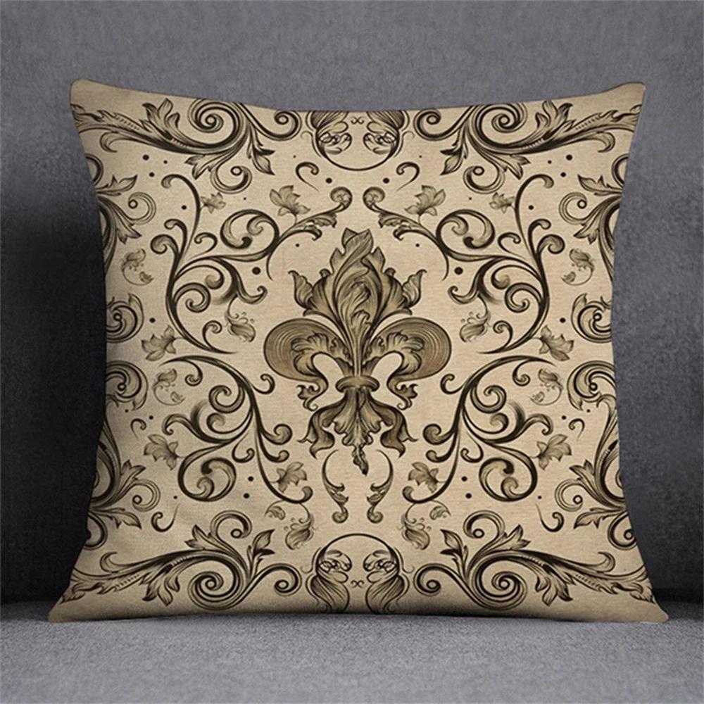 Home Decor Fleur-De-Lis Patterned Decorative Pillow Covers Pattern Cushion Cover Suitable For Sofa Bedroom Car Pillow Cover
