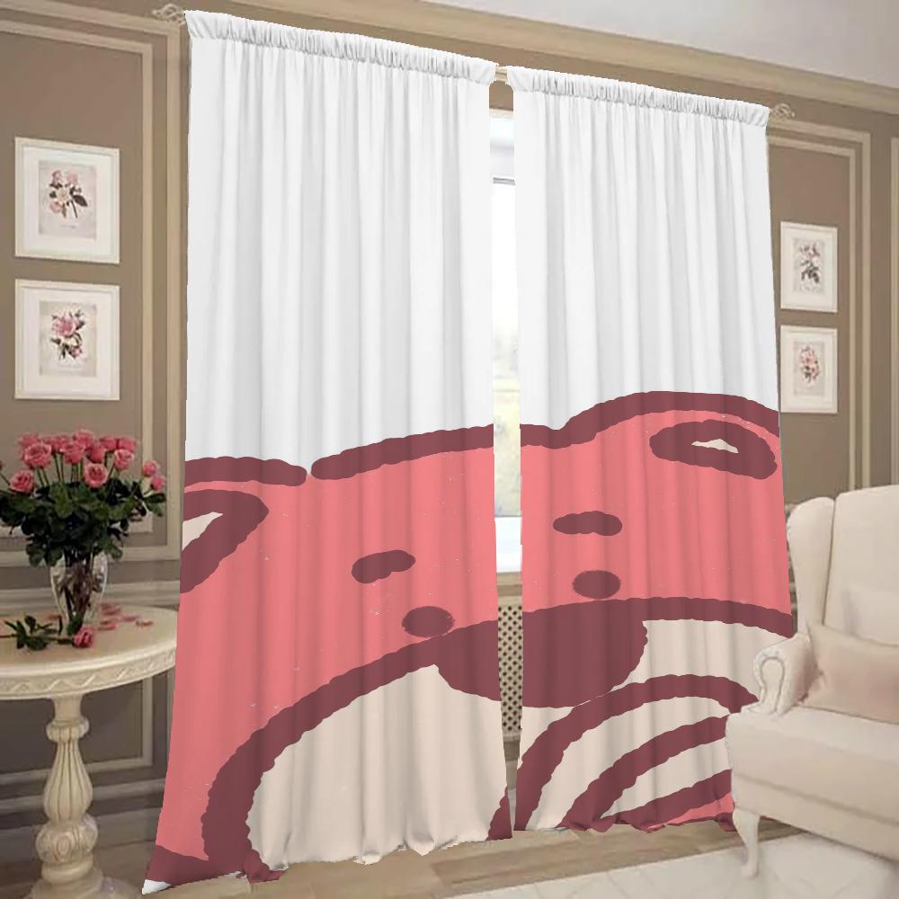 Window Kitchen Curtains for Living Room 2 Pieces Blackout Curtains Door Curtain S-strawberry B-bear Bedroom Decoration Partition