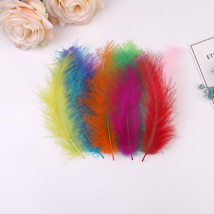 50Pcs Cross-Border Turkey Hairy Tail Plush Feather Colored Feather Dream Catcher Feather Light Bobo Ball Feather