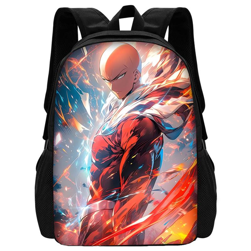 Kinder Anime One Punchs Man Schulrucksack mit Brotdosen ,Federmäppchen ,Schultaschen für Jungen Mädchen Bestes Geschenk