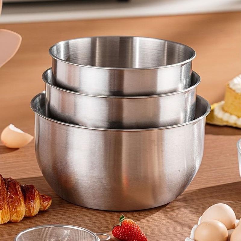 Stainless Steel Mixing Bowl Deep Design Cooking Baking Cake Bread Salad Egg Beater Basin Fruit Container Kitchen Cooking Tools
