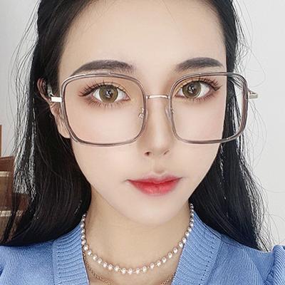Women's Glasses Anti-Blue Light Fashion Personality Retro Large Square Frame Plain Glasses Student Commuter Face-Looking Small Glasses