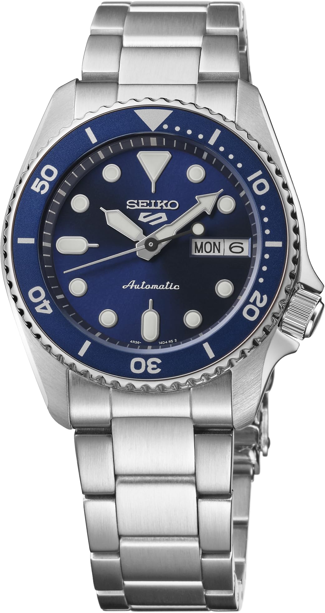 

Автоматические часы SEIKO 5 Sports с корпусом из нержавеющей стали и люминесцентными стрелками. Стильные серебристые мужские - Часы, темно-синие.