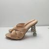 Fashion New Sweet Rhinestone 9.5cm Strange Style Heel Sandals Summer Elegant Banquet Wedding Brides Bridesmaids Women's Slippers 34-43