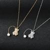 2023 Women's Niche Zircon Bear Necklace: Tassel Pearl Clavicle Choker