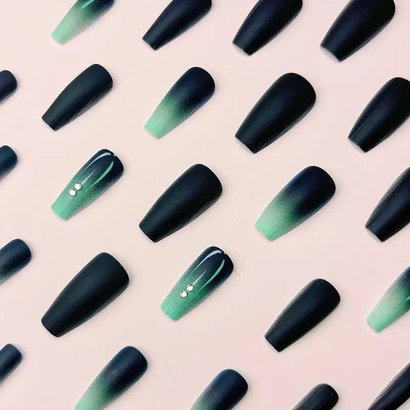 Elegant Blue Gradient Matte Ballet False Nails - 24 Pieces
