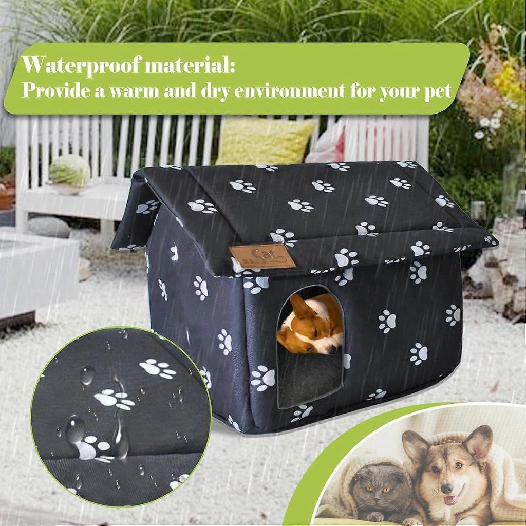 Outdoor cat house, waterproof and warm, suitable for stray cats, indoor/outdoor dual-use foldable insulated pet house, foldable stray cat tent.