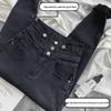 Women's High-Waist Black Multi-Button Slim Fit Pencil Jeans