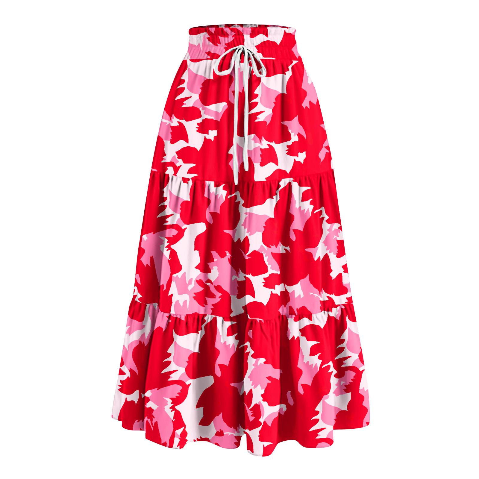 

Женская весенняя повседневная юбка с оборками, однотонная юбка, ретро-юбка с цветочным принтом XXL