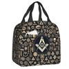 Custom Freemason Design Masonic Christmas Insulated Lunch Bags for School Office Portable Cooler Thermal Bento Box Children