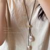 Green Wooden Round Bead Long Necklace Pendant Rope Women's Mori Retro Design Sweater Chain Niche Neck Accessories