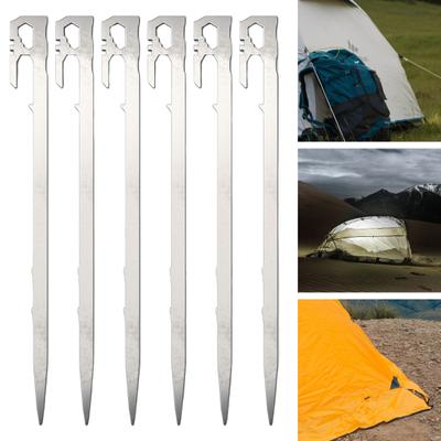 6Pcs 22/28CM Camping Tent Stake Heavy Duty Stainless Steel Outdoor Canopy Windproof