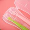 2PCS/Set Silicone  Soft Tip Spoons for Babies Over 4 Months Old with Box (Green and Pink)