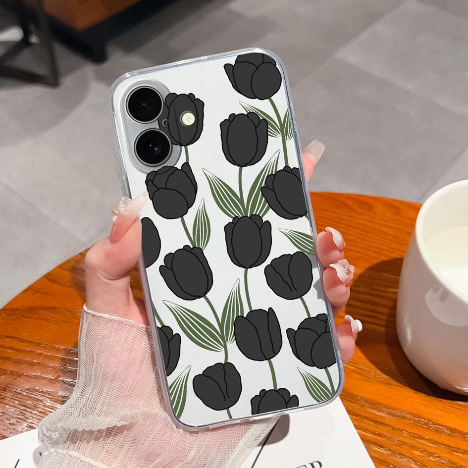 Για iPhone 16 Pro Plus 16 Pro Max 16pro Πίσω κάλυμμα Πολυτελής όμορφη λουλουδάτη διαφανής μαλακή σιλικόνη tpu προστατευτικό κάλυμμα κάμερας για Apple iPhone 16