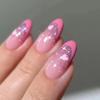 24Pz Unghie Finte Press On Mandorla Corta Rosa Nudo Lucide Con Bordo Argentato Copertura Completa Unghie Artificiali Per Uso Quotidiano