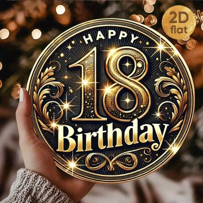 18th Birthday Gold Floral Metal Sign 8x8 Inch Home Cafe Decor Gift