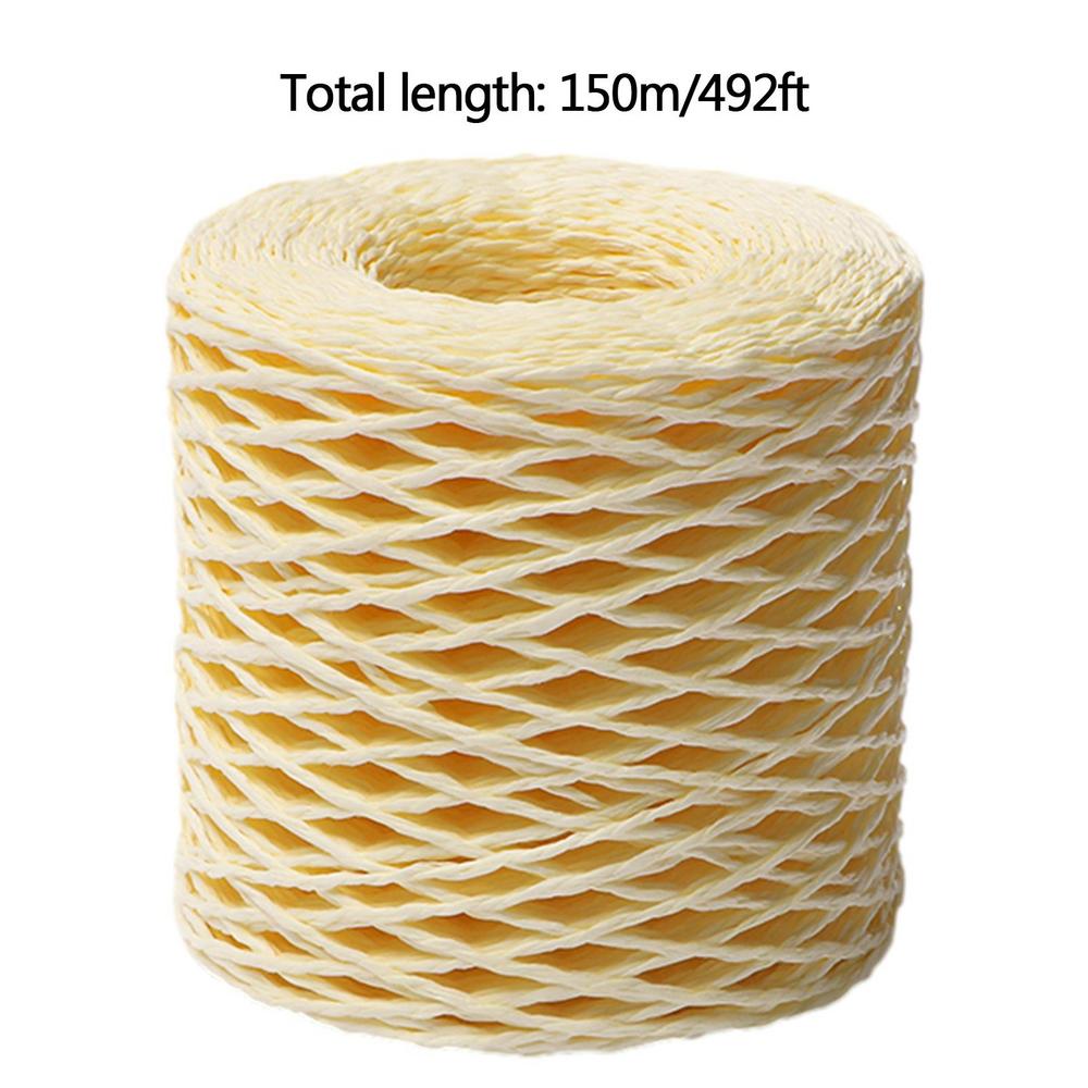 150m/roll Raffia Ribbon Yards Raffia Yarn For Crocheting Knit Wire Natural Color Matte Texture Raffia Paper Ribbons DIY Handmade
