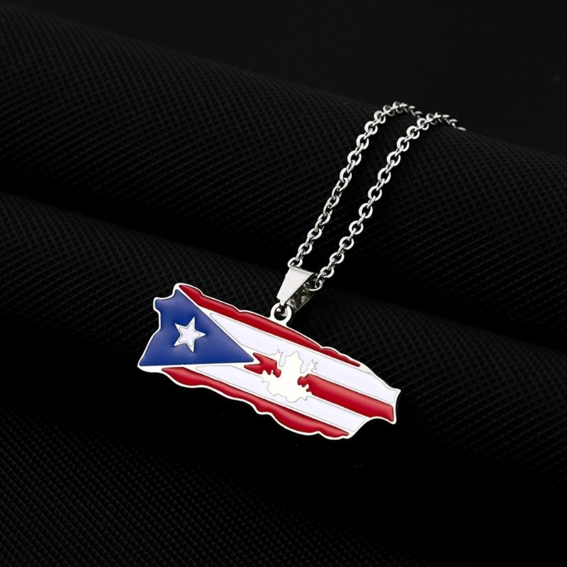 Versatile Puerto Rico Flag Pendant Necklace Puerto Rico Culture Necklace Fashion Jewelry Suitable for Various Occasion
