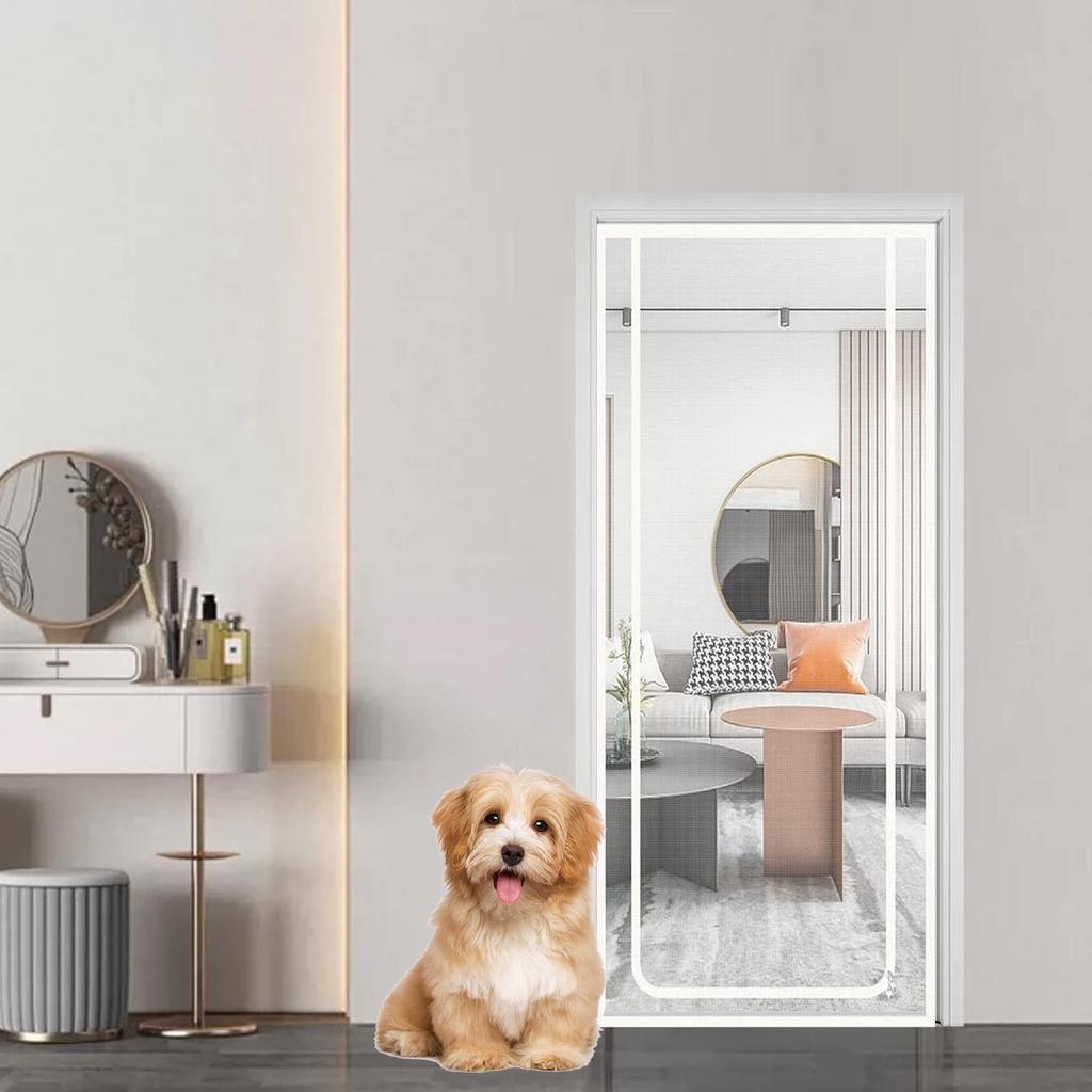 Door Screen for Cats Versatile Pet-Friendly Screen Door 35.43X86.61Inches Portable Zippered Protector for Convenient Access