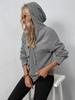 Autumn Women's Hooded Knit Cardigan: Single-Breasted, Solid Color with Drawstring.