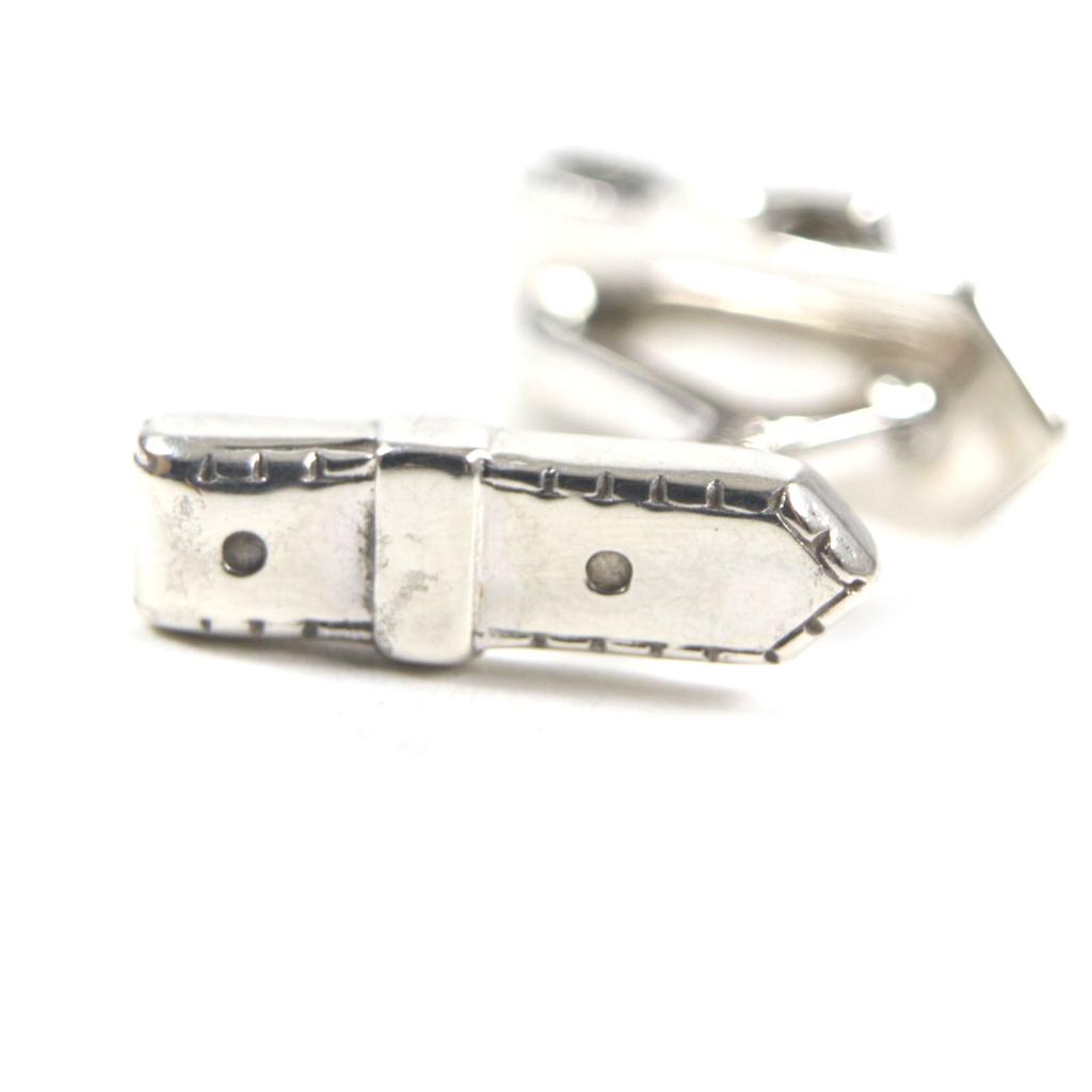 Great HERMES Cufflinks cufflinks Belt motif Silver mens Used