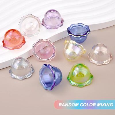 10pcs Multi-Petal Flower Bead Caps Transparent Wind Bell Beads Petal Charms Beads Earring Jewelry