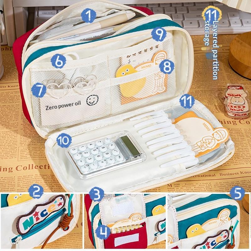 New Classic American Pencil Case Retro High Aesthetic Pencil Case Large Capacity Multiple Patterns Stationery Box For Students