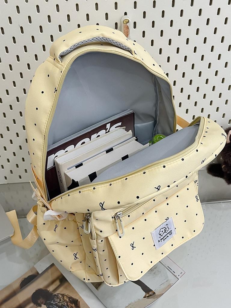 Schulrucksack für Mädchen mit Pünktchen-Schleifen-Design und wasserabweisendem Nylon für den Schulgebrauch
