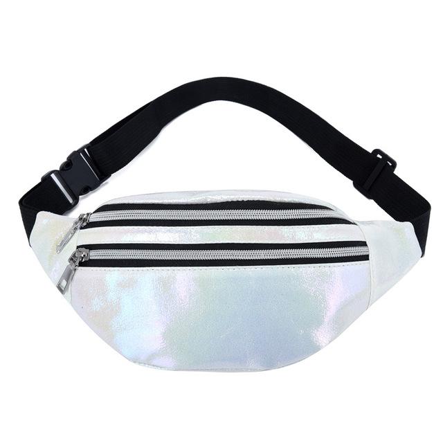 Newest Holographic Fanny Pack Hologram Waist Bag Laser Pu Beach Travel Banana Hip Bum Zip Waist Bags Women Belt Bag For Girls