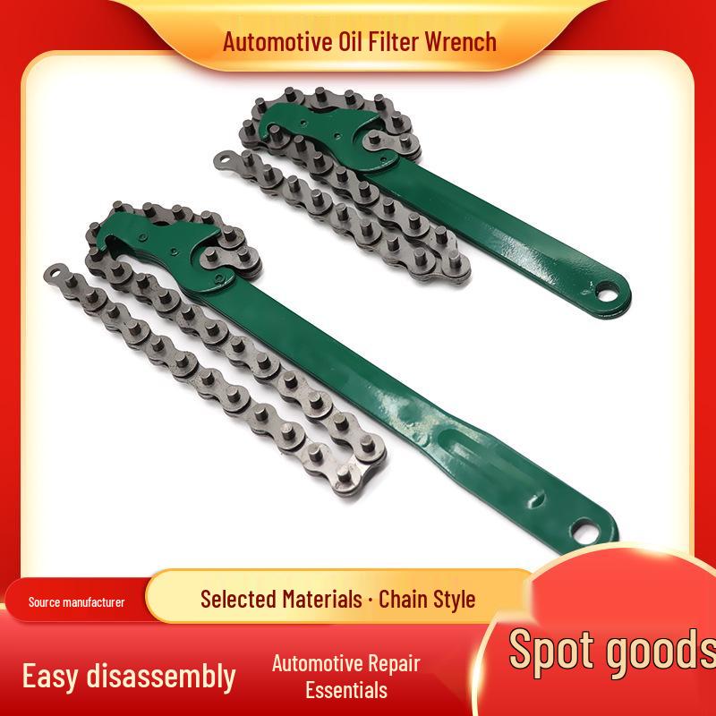 Handcuff-Style Chain Oil Filter Wrench and Belt-Type Wrench 9 inch Stamping Chain Wrench