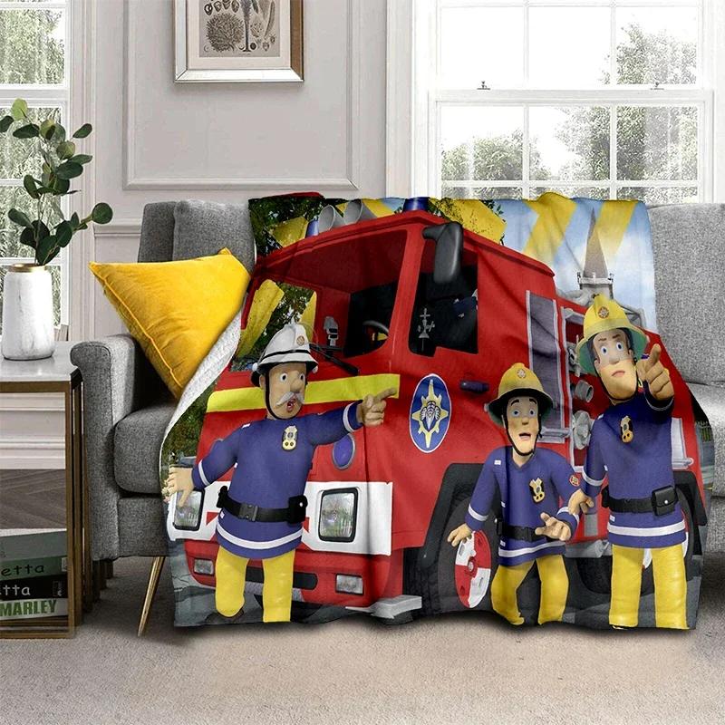 Fireman Sam Throws Blankets Kids Super Soft Warm Cartoon Flannel Blanket for Travel Bedding Couch Sofa Bed Blanket For Gifts