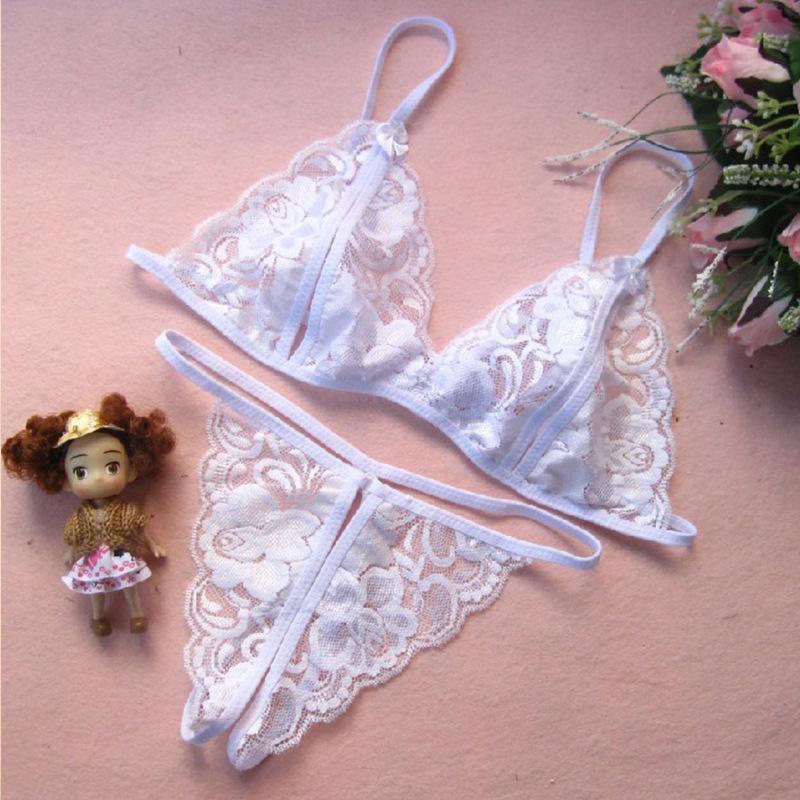 Sex Panties Sexy Three-point Lace Temptation Perspective Bikini Women's Open Panties Sex Underwear Set Free