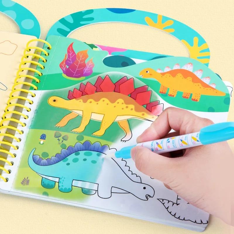 Children Early Education Toys Magical Book with Pen Water Drawing Montessori Toys Gift Reusable Coloring Book Magic Drawing Book