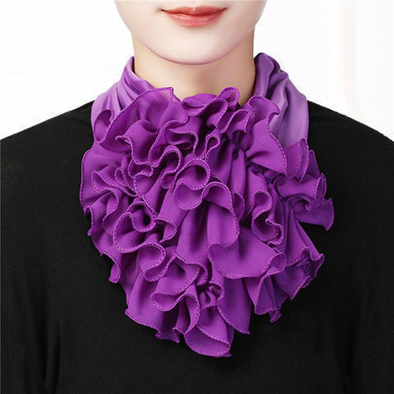 Korean Floral Chiffon Neck Guard False Collar Hedging Scarf Summer Women Ice Silk Protect Cervical Elastic Bib Headneck P51