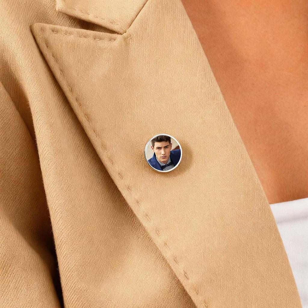 Custom Photo Pin Brooches Personalized Pictures Stainless Steel Clothing Brooch for DIY Personal Pet Holiday Gift Backpack