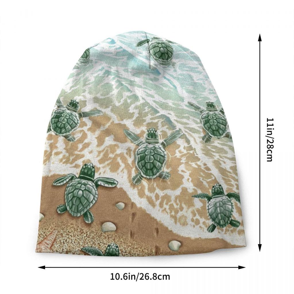 Custom Race To Safety Sea Turtle Bonnet Hat Knitting Hat Unisex Women Cool Unisex Adult Warm Winter Beanies Cap