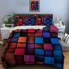 3D Honeycomb Square Gradient Color Print Bedding Set 1 Duvet Cover 1/2 Pillowcases Adult and Kids Bedding Set Luxury
