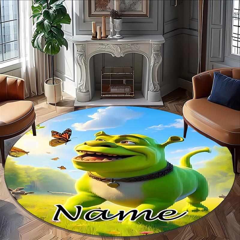Customizable S-Shrek3 Round Non-Slip Carpet - Ideal for Garden, Picnic, Office, Perfect for Decoration, Suitable For All Seasons