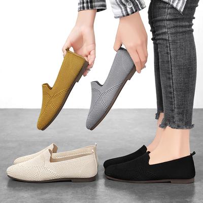 Women's Casual Flats Slip On Comfortable Mesh Walking Sneakers Knit Low Wedge Dressy Ballet Workout Shoes for Women Lightweight Breathable Loafers