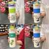 Donald Duck Childrens Thermos Bottle With Double Drink Straw For School Use