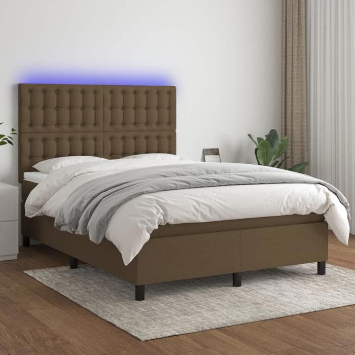 Maison Exclusive - Sommier à lattes de lit matelas et LED Marron foncé 140x190 cm